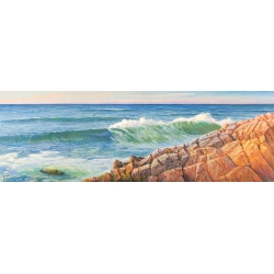 Coastal wall art print, canvas. Adriano Galasso, Waves on the cliff