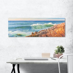 Coastal wall art print, canvas. Adriano Galasso, Waves on the cliff