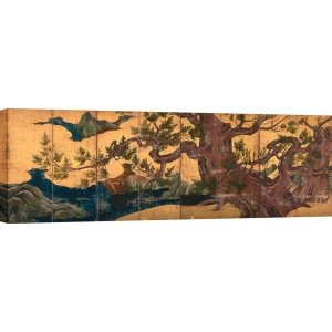 Japanese wall art print, and canvas. Kano Eitoku, Cypress Trees