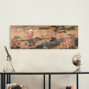 Japanese wall art print, and canvas.Kano Hideyori, Maple Viewers