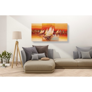 Wall art print and canvas. Luigi Florio, Sails in the sunset