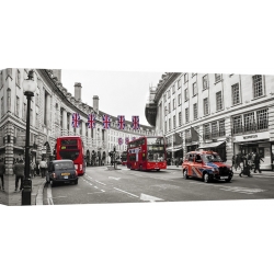Quadro, stampa su tela. Pangea Images, Bus e taxi in Oxford Street, Londra