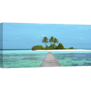 Wall art print and canvas. Pangea Images, Jetty and Maldivian island