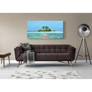 Wall art print and canvas. Pangea Images, Jetty and Maldivian island