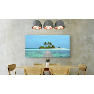 Wall art print and canvas. Pangea Images, Jetty and Maldivian island