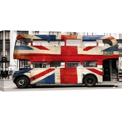 Wall art print and canvas. Union jack double-decker bus, London