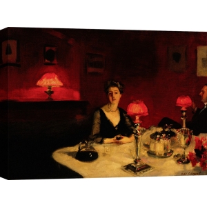 Quadro, stampa su tela. John Singer Sargent, A Dinner Table at Night