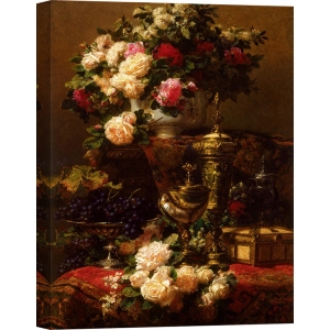 Tableau sur toile. Jean-Baptiste Robie, Fleurs et fruits