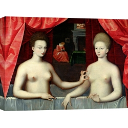 Wall art print and canvas. School of Fontainebleau, Gabrielle d'Estrees and her Sister