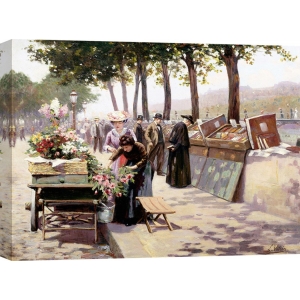 Tableau sur toile. Jules Antoine Voirin, Le long de la Seine, Paris