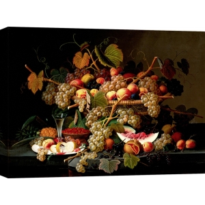 Wall art print and canvas. Severin Roesen, Still Life with Fruit