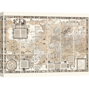 Wall art print and canvas. Nova et Aucta Orbis Terrae Descriptio, 1569
