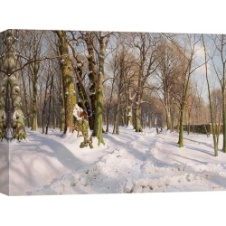 Wall art print and canvas. Peder Mørk Mønsted, Snowy forest road in sunlight