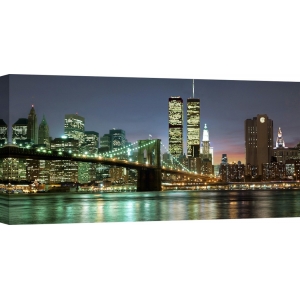 Wall art print and canvas. Barry Mancini, The Brooklyn Bridge and Twin Towers at Night