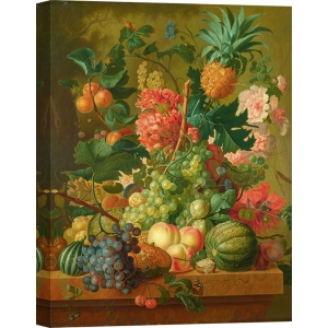 Cuadros bodegones en canvas. Van Brussel, Bodegón: Flores y frutas