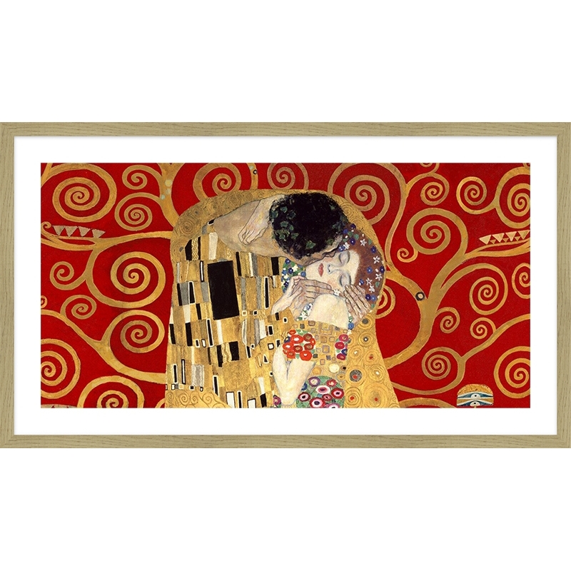 Cuadro famoso en canvas. Gustav Klimt, El beso, detalle (rojo)