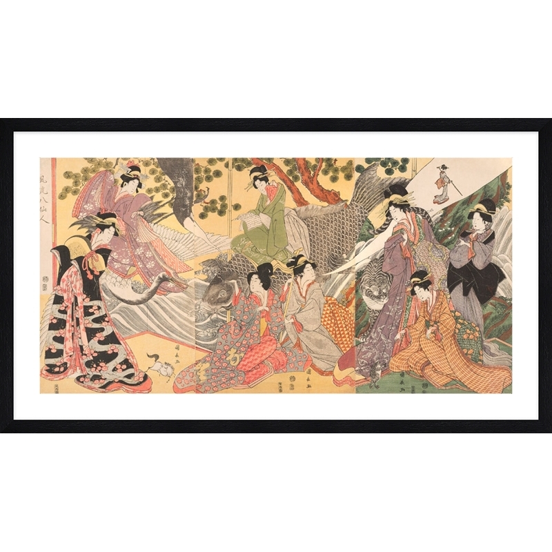 Japanese art, canvas, poster.  Kininaga, Kabuki players