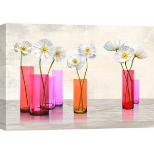 Quadro, stampa su tela. Cynthia Ann, Poppies in crystal vases (Purple palette)