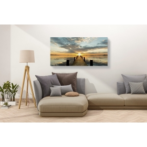 Wall art print and canvas. Pangea Images, Morning Lights on a Jetty (detail)