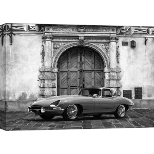 Quadro, stampa su tela. Gasoline Images, Roadster in front of Classic Palace (BW)