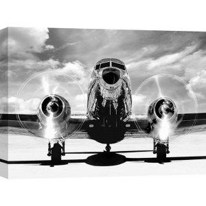 Tableau sur toile. Gasoline Images, Avion au décollage, Noir & Blanc