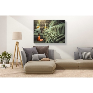 Wall art print and canvas. Pangea Images, Young Buddhist Monk praying, Thailand