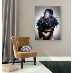 Wall art print and canvas. Julian Lauren, Woman with Feathered Scarf