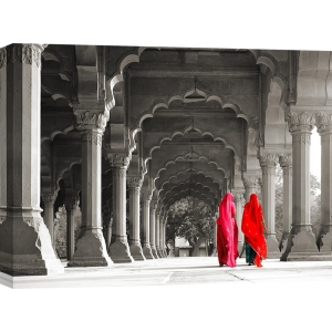 Wall art print and canvas. Pangea Images, Women in traditional dress, India (BW)