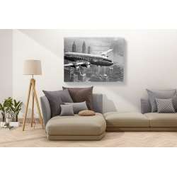 Wall art print and canvas. Aircraft Flying over City, 1946