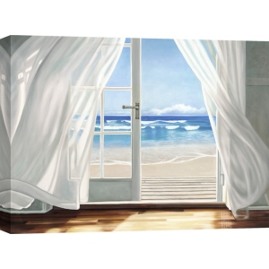 Cuadros ventana en canvas. Pierre Benson, Ventana junto al mar y la playa