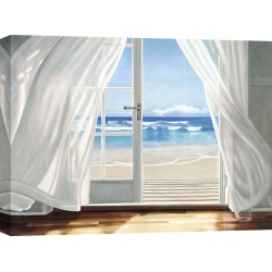 Wall art print and canvas. Pierre Benson, Window by the sea and the beach