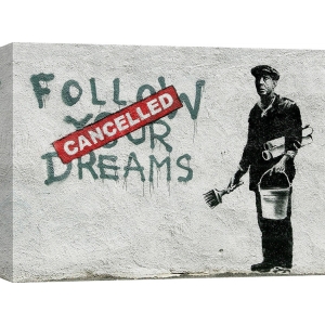 Wall art print and canvas. Anonymous (attributed to Banksy), Essex Street, Boston (graffiti)