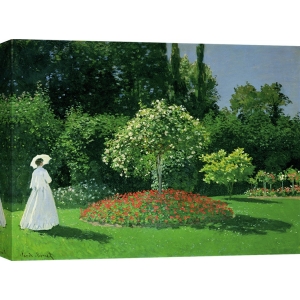 Tableau sur toile. Claude Monet, Jeune femme dans un jardin