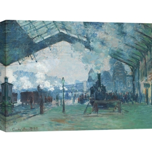 Quadro, stampa su tela. Claude Monet, L'arrivo del treno dalla Normandia, Stazione Saint-Lazare