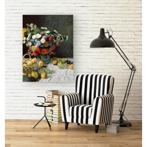 Wall art print and canvas. Claude Monet, Still life with flowers and fruit