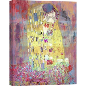 Pop Art Leinwandblder. Eric Chestier, Der Kuss von Klimt 2.0