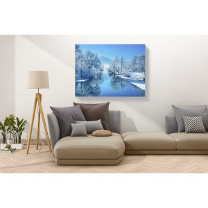 Wall art print and canvas. Krahmer, Winter landscape at Loisach, Germany