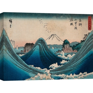Quadro, stampa su tela. Ando Hiroshige, Veduta del Monte Fuji tra le onde a Manazato no hama