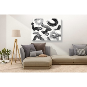 Wall art print and canvas, black and white abstract. Ikeda, Happening