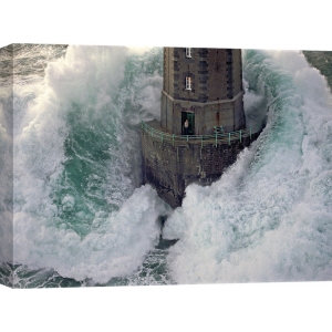 Wall art print and canvas. Guichard, The wave on La Jument lighthouse