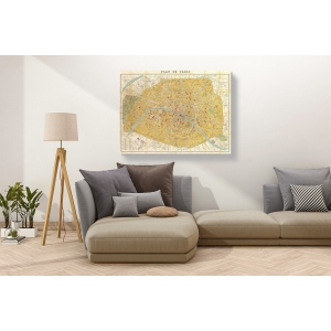Tableau sur toile. Joannoo, Gilded Map of Paris