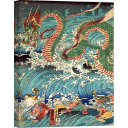 Quadro, stampa su tela. Kuniyoshi Utagawa, Recovering a jewel from the palace of the dragon king II