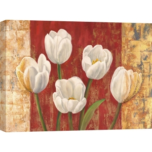 Tableau floral sur toile. Jenny Thomlinson, Tulips on Royal Red