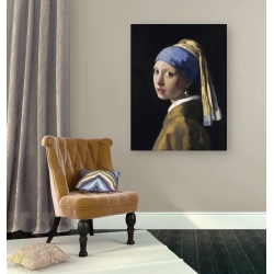 Tableau sur toile. Vermeer Jan, La Jeune fille à la perle