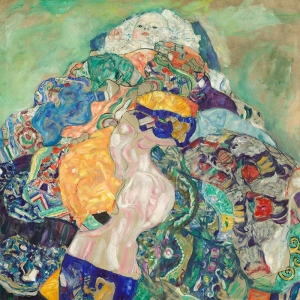 Stampa su tela, poster. Gustav Klimt, Bambino nella culla