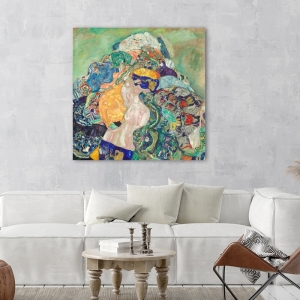 Wall art print, canvas and poster. Gustav Klimt, Baby in a Cradle