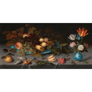 Tableau toile, affiche van der Ast, Nature morte avec fruits et fleurs