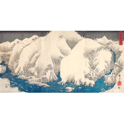 Cuadro japonés, poster y lienzo, Hiroshige, El valle de Kiso bajo la nieve