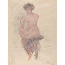 Cuadro, poster y lienzo, dibujo de Auguste Rodin, Mujer desnuda sentada