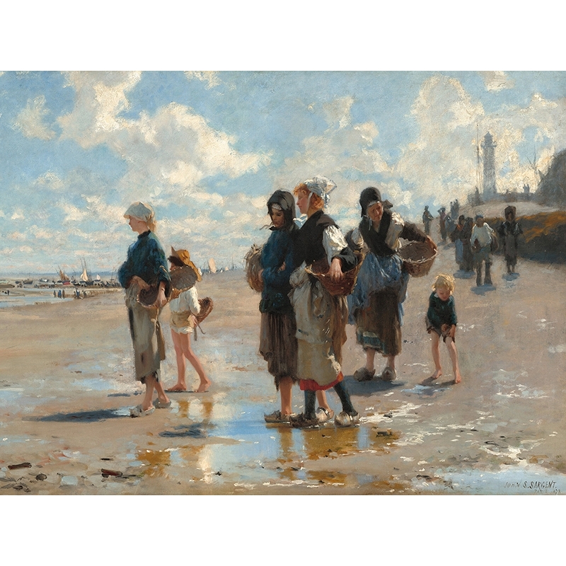 Art print, canvas and poster. Singer Sargent, Fishing for Oyster at Cancale